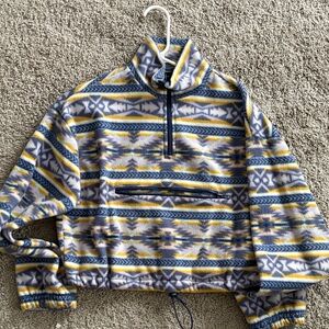 Patterned Fleece Pullover with Half-Zip